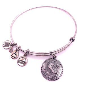 Alex and Ani Aquarius Charm Bracelet Silver Finish - Expands 2"- 3.5"